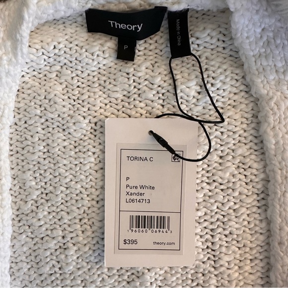 Theory Torina White Cotton Long Cardigan Sweater Size P NWT - Picture 7 of 9